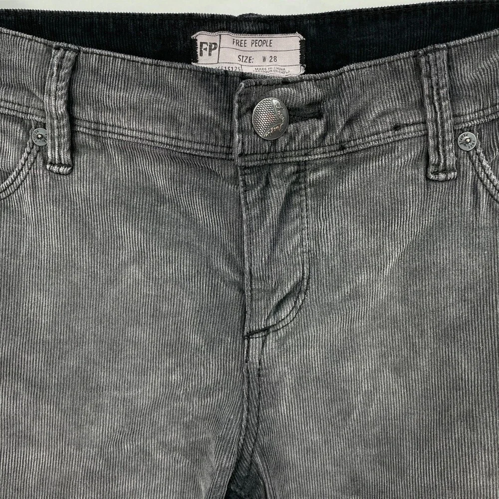 FREE PEOPLE Gray Corduroy Slim Leg Pants Size 28